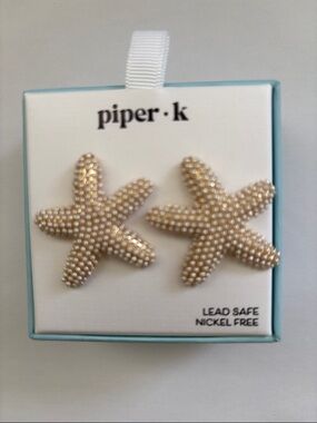 ☀️Piper-K  Gold Pearl Starfish Stud Earrings